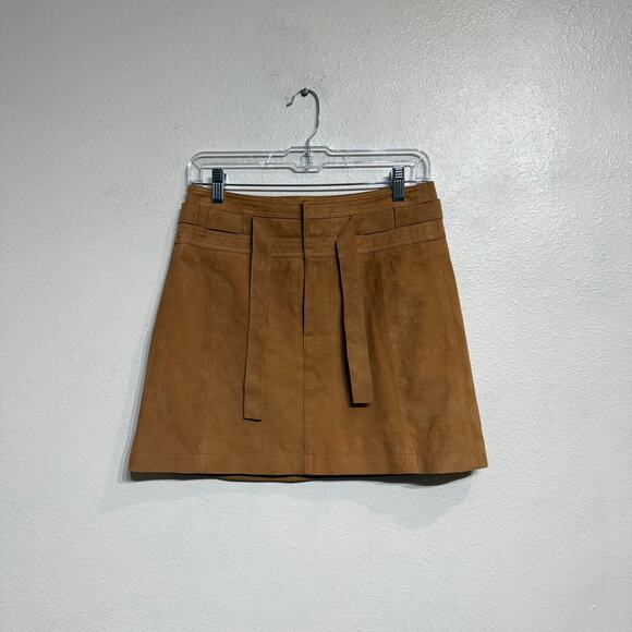 Free People Sand Livin for Love Goat Suede Leather Mini Skirt Sz 4 NWT - Picture 2 of 14